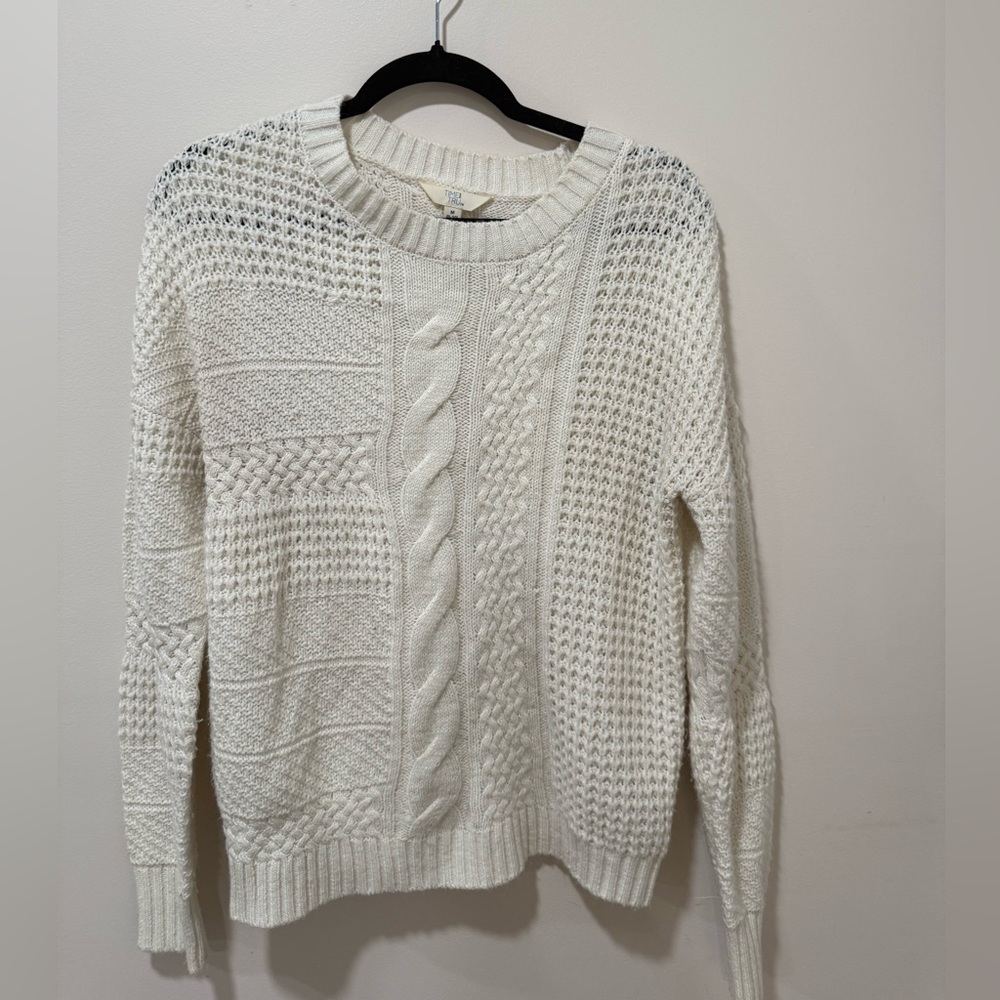 Women's White Cable Knit Sweater